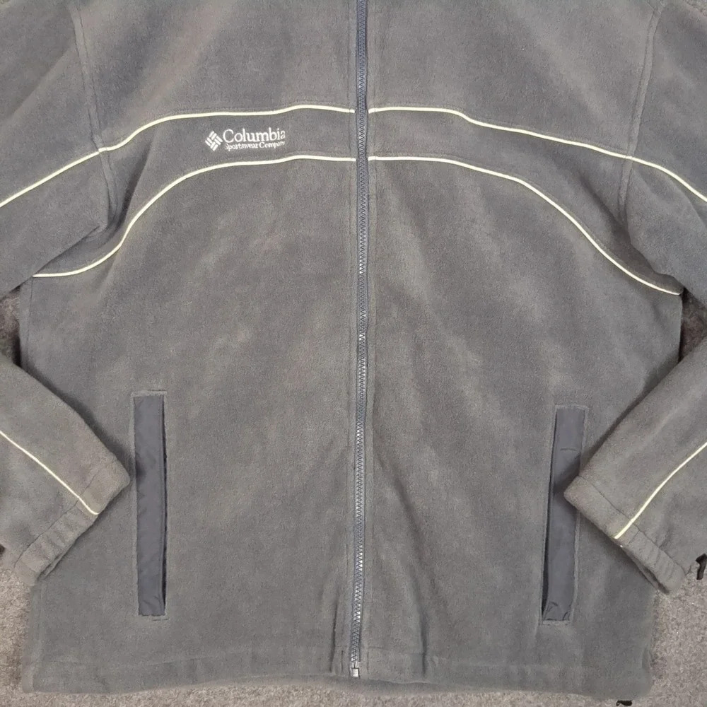 Columbia Mens Gray Full Zip Fleece Jacket‎ Large Interchange Mock Neck Piping